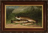 Walter M. Brackett, Three Brook Trout, Oil on canvas