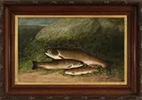 Walter M. Brackett, Three Brook Trout, Oil on canvas