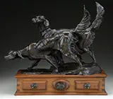 George Northup, Setters, Bronze on wood base set with 3 bronze plaques