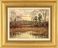 Wayne Morrell, November Marshes, Oil on Masonite