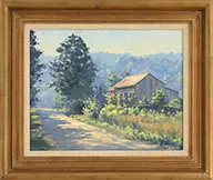 Frank Corso, Summer Landscape with Barn and Road, Oil on Masonite