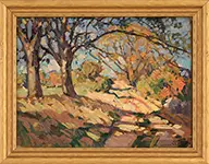 Spring Landscape by William Lester Stevens, Oil on masonite, sold Feb 2016
