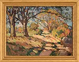 William Lester Stevens, Spring Landscape, Oil on masonite