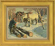Leo B. Blake, Logging Up in the Berkshires, Oil on board