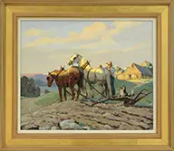 Leo B. Blake, Tending the Horses, Oil on canvas