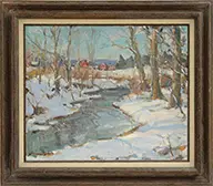 Carl Peters, Winter Landscape with Stream, Oil on canvas