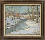 Carl Peters, Winter Landscape with Stream, Oil on canvas