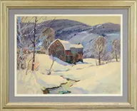 Thomas R. Curtin, Vermont Farm in Winter, Watercolor on paper