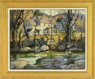 Kenneth Knowles, Across the River in Jamaica, Vt, Oil on canvas