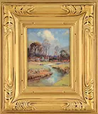 Branch Creek, Bergy, Pa by Walter Emerson Baum, Oil on light cardboard, sold Feb 2016