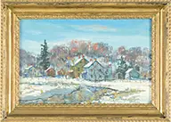 Walter Emerson Baum, River Landscape in Winter, Oil on board