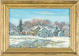 River Landscape in Winter by Walter Emerson Baum, Oil on board, sold Feb 2016
