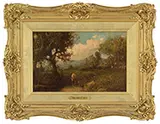 William Hart, Landscape with Cows, Oil on board