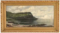 James Brevoort, Coastal Scene with Sailboats, Oil on canvas