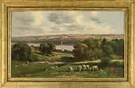 William Bruce, Landscape with Lake and Sheep, Oil on canvas