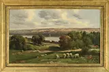 William Bruce, Landscape with Lake and Sheep, Oil on canvas