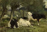 William Henry Howe, Cows in Pasture, Oil on canvas
