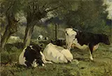 William Henry Howe, Cows in Pasture, Oil on canvas
