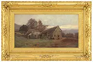 Hal Robinson, Afternoon Landscape with Barns & Cows, Oil on canvas