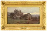 Hal Robinson, Afternoon Landscape with Barns & Cows, Oil on canvas