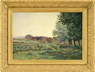William Lamb Picknell, Woman Tending Her Garden, Brittany, Oil on canvas