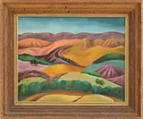 Olga Costa, Mountainous Landscape with Desert and Trees, Oil on board