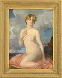 Louis Betts, Nude in Landscape, Oil on canvas