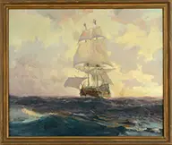 John Prentiss Benson, Galleon at Sea, Oil on canvas