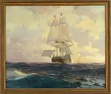 John Prentiss Benson, Galleon at Sea, Oil on canvas