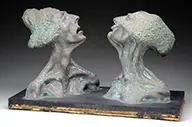 Edvard Munch, Sostrene, Bronze mounted to slate with plywood support Presented in a teak wood pedestal