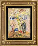 Serge Sudeikin, Soldiers Approaching a Monk Watching Over a Figure Reclining Under a Tree, Oil on board