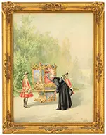 Alfred Weber, Greeting the Cardinal, Watercolor on paper