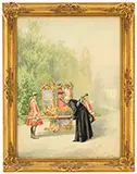 Alfred Weber, Greeting the Cardinal, Watercolor on paper