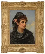 William Oliver, Bust Portrait of a Woman with a Rose, Oil on canvas