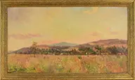 Lluís Graner, Meadow at Sunset, Oil on canvas