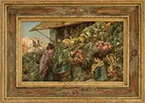 Ferdinando Silvani, Women at the Produce Market, Oil on board