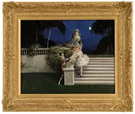 Charles Caryl Coleman, Figures in a Moonlit Garden, Oil on board