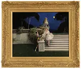 Charles Caryl Coleman, Figures in a Moonlit Garden, Oil on board