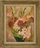 Jane Peterson, Pot of Flowers, Oil on board