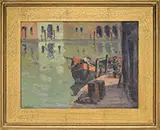George Turland Goosey, Venetian Canal, Oil on panel