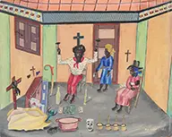 Dieudonné Cédor, Voodoo Ritual, 1947, Tempera on board