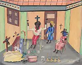 Dieudonné Cédor, Voodoo Ritual, 1947, Tempera on board