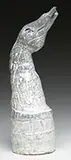 Shin Sang-Ho, Figure of a Bird, Korea, 20th century. The pottery sculpture depicting a bird with head raised finished in a grey and white glaze