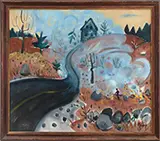 Philip Barter, Burning the Field, Eastbrook Maine, Oil on canvas