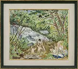 Waldo Peirce, Young Bathers by Waterfall, Oil on canvas