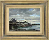 Paul Strisik, Down East Harbor, Oil on canvas