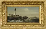George M. Hathaway, Portland Lighthouse, Oil on artist board