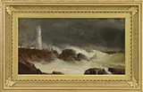 Harrison Bird Brown, Coastal Landscape of Portland Light, Oil on canvas, circa 1865