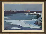 John Prentiss Benson, Kittery Harbor, Winter 1936-1937, Oil on wood panel
