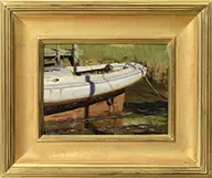Plein Air Study of a Friendship Sloop by Joseph McGurl, Oil on Masonite, sold Aug 2015